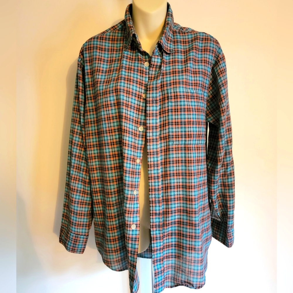 Blue orange plaid